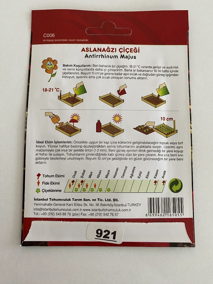 ASLANAGZI ( ÇOKLU TOHUM ) - 250 Tohum - KARIŞIK Renk - MegCiTo