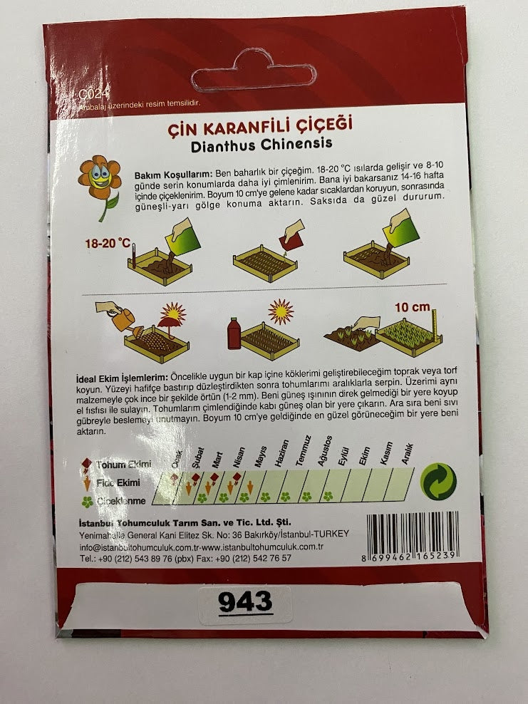 ÇİN KARANFİLİ ( ÇOKLU TOHUM ) - 100 Tohum - KARIŞIK Renk - MegCiTo