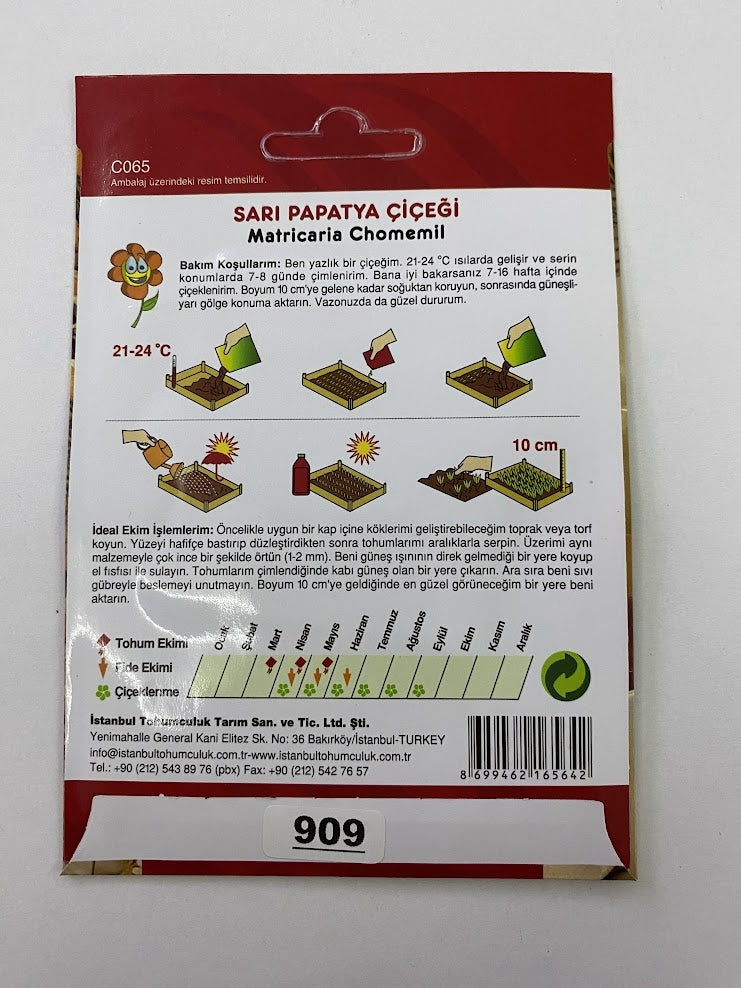 SARI PAPATYA ( ÇOKLU TOHUM ) - 200 Tohum - SARI Renk - MegCiTo