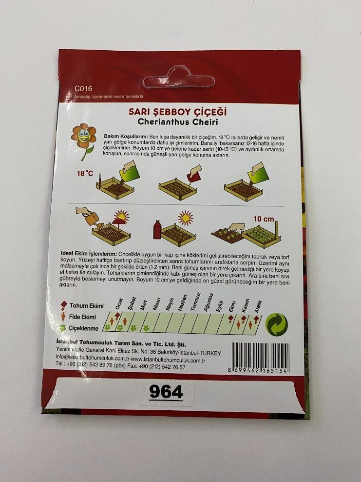 SARI ŞEBBOY ( ÇOKLU TOHUM ) - 250 Tohum - KARIŞIK Renk - MegCiTo