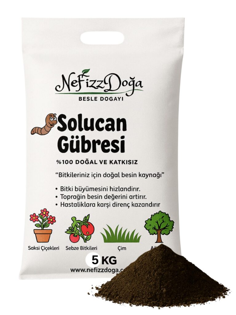 %100 Doğal Solucan Gübresi 5 kg (10 L) – Organik Bitki Besini, Saksı ve Bahçe Bitkileri İçin, Toprak Düzenleyici – MegCiTo