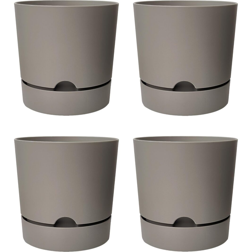 ToXA Begonya Saksı Tabaklı Drenajlı Mat Plastik Çiçek Saksısı (4 Adet, 3,3 Litre, 18cm, Bej) – MegCiTo